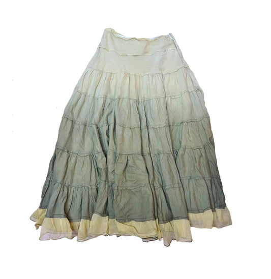 Jupe long kaki a volants y2k vintage skirt fairycore fairy fairygrunge archive earthytones cottagecore