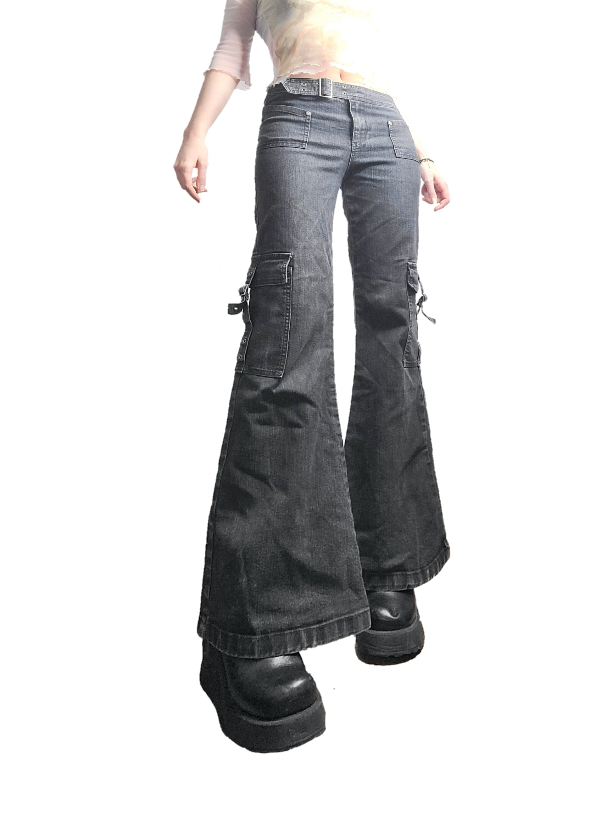 Jean 90s y2k multipoches baggy flare pattes deph vintage bratz