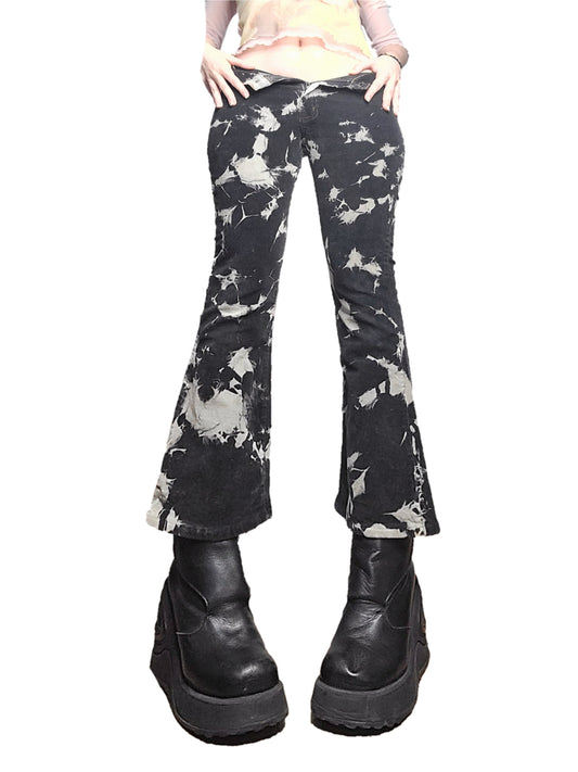 Pantalon flare y2k vintage tie and dye emo corduroy velours cotele ghotic grunge punk