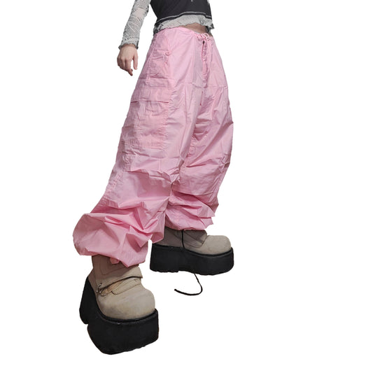 Cargo baggy parachute vintage 90s rose techwear oversize sportwear overpants archive