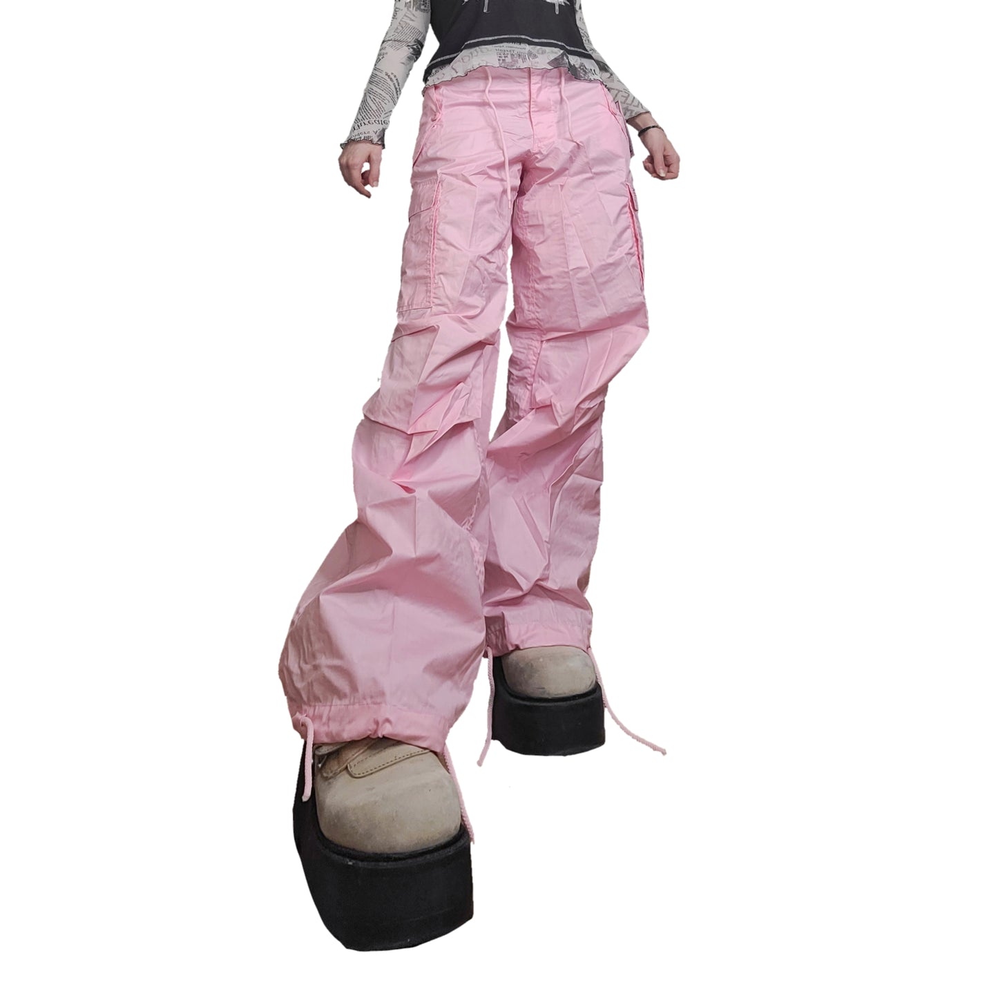 Cargo parachute baggy rose - zimfriperie