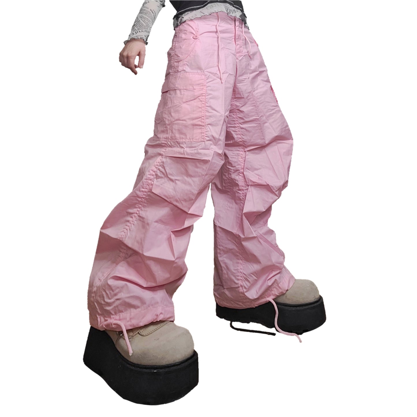 Cargo parachute oversize rose pastel vintage overpants techwear archive