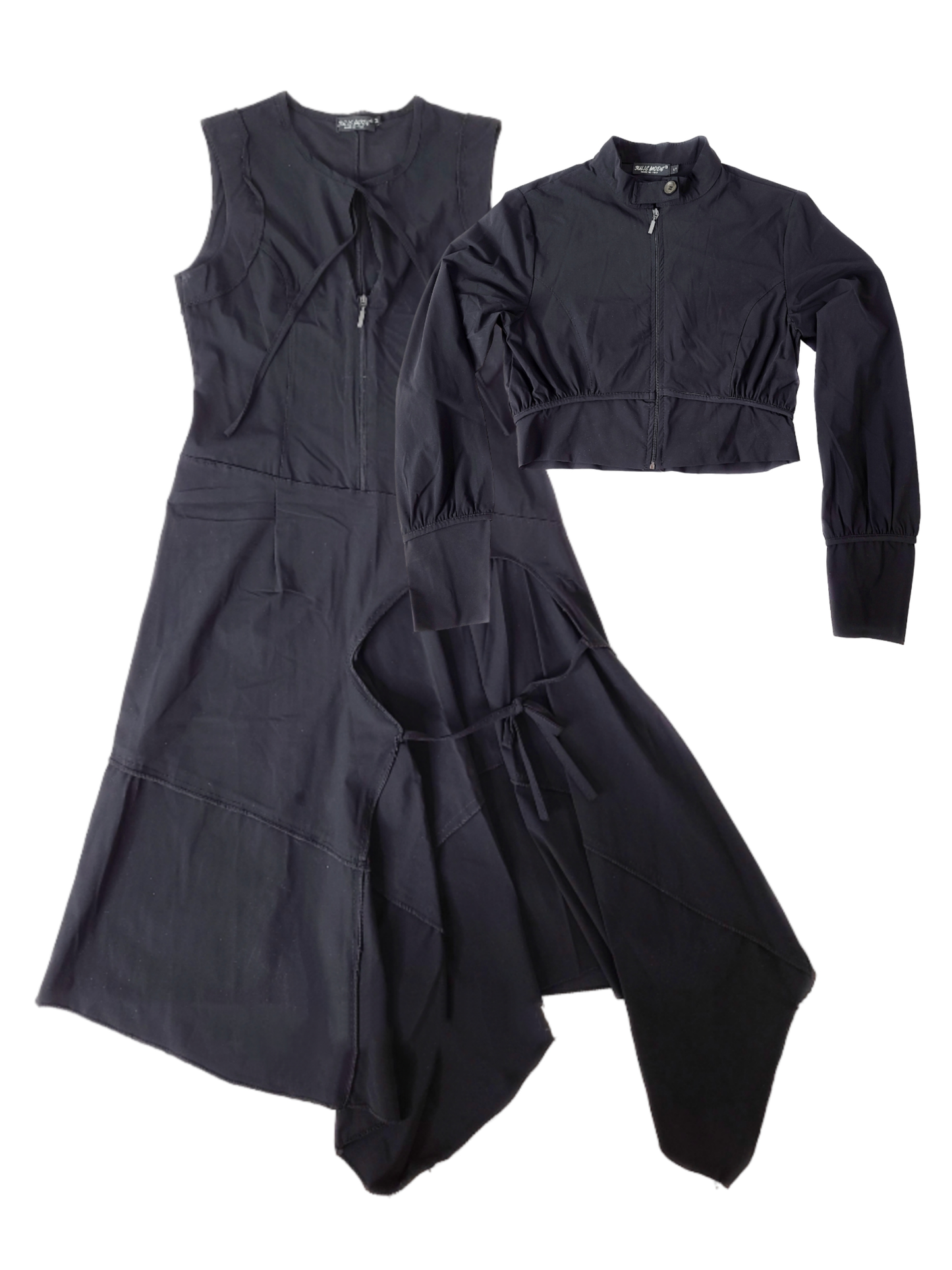 Subversive basics ensemble vintage y2k 2000s gorpcore noeud ficelle cordon couture irreguliere harajuku jupe longue cargo archive