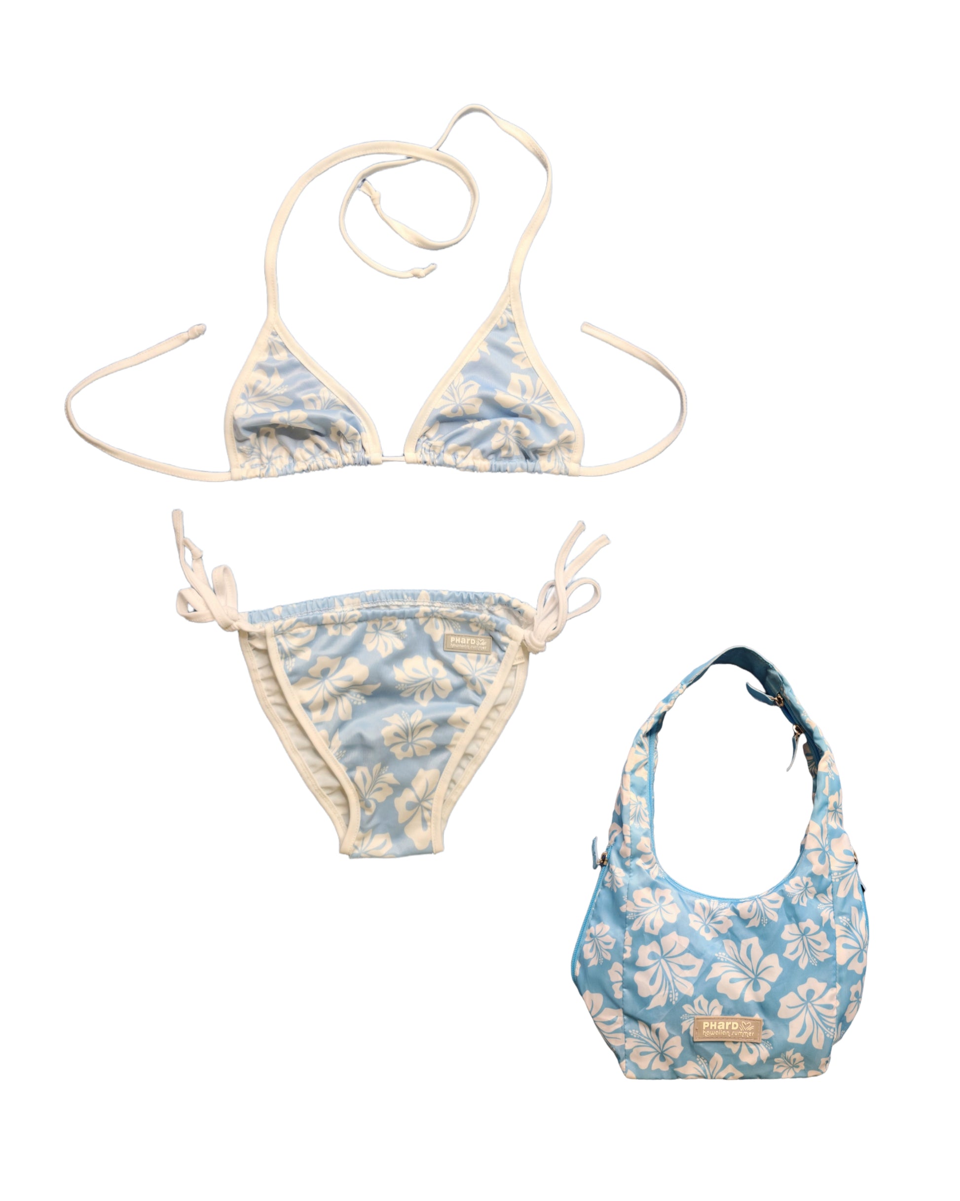 Maillot 2 pieces hibiscus 2000s vintage pastel fancy y2k mini bag indie style bratz hawaii