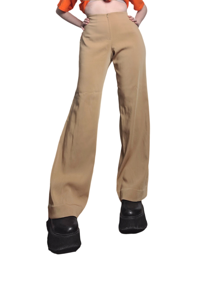 Pantalon vintage fabrique en france evase neutral minimalist paris taupe