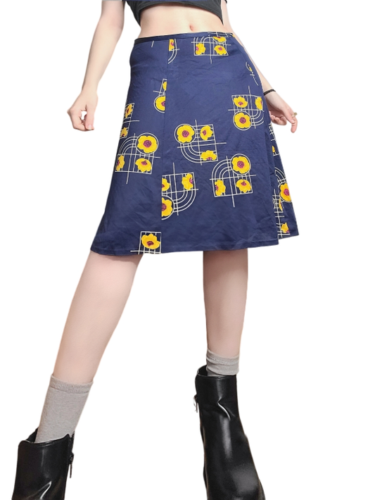 Jupe cottage vintage fancy 70s flzurs viscose marguerite pastel cute kawai bohem seventies