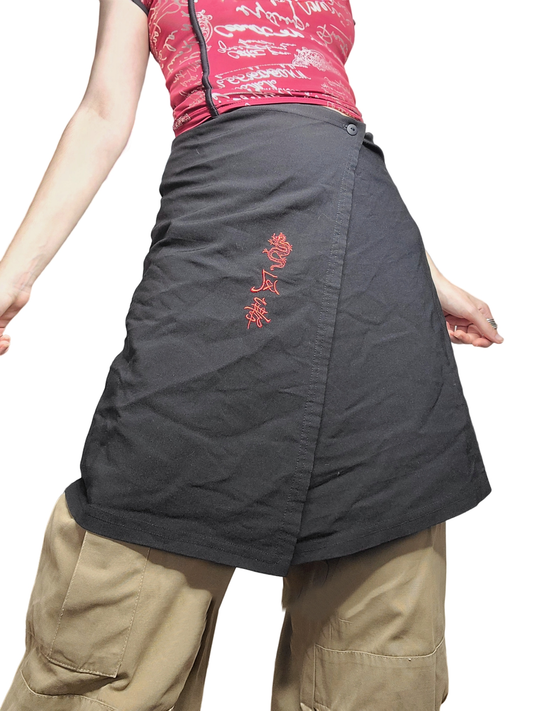 Jupe vintage harajuku asiatique caractere cybery2k cybercore noire
