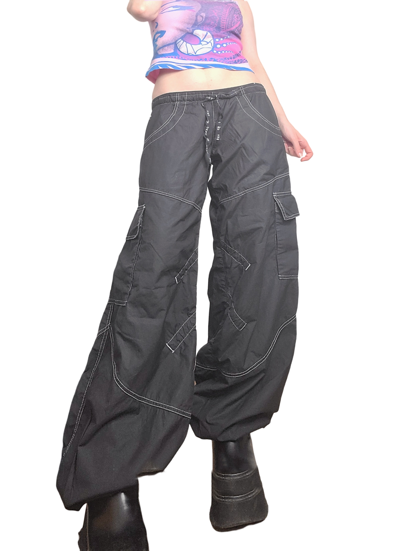 Black harajuku parachute cargo