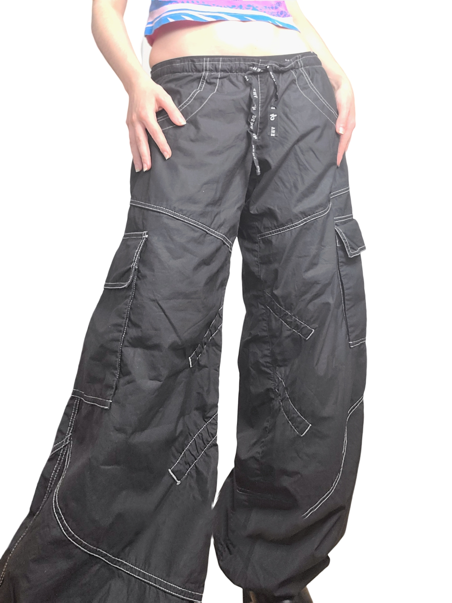 Black harajuku parachute cargo