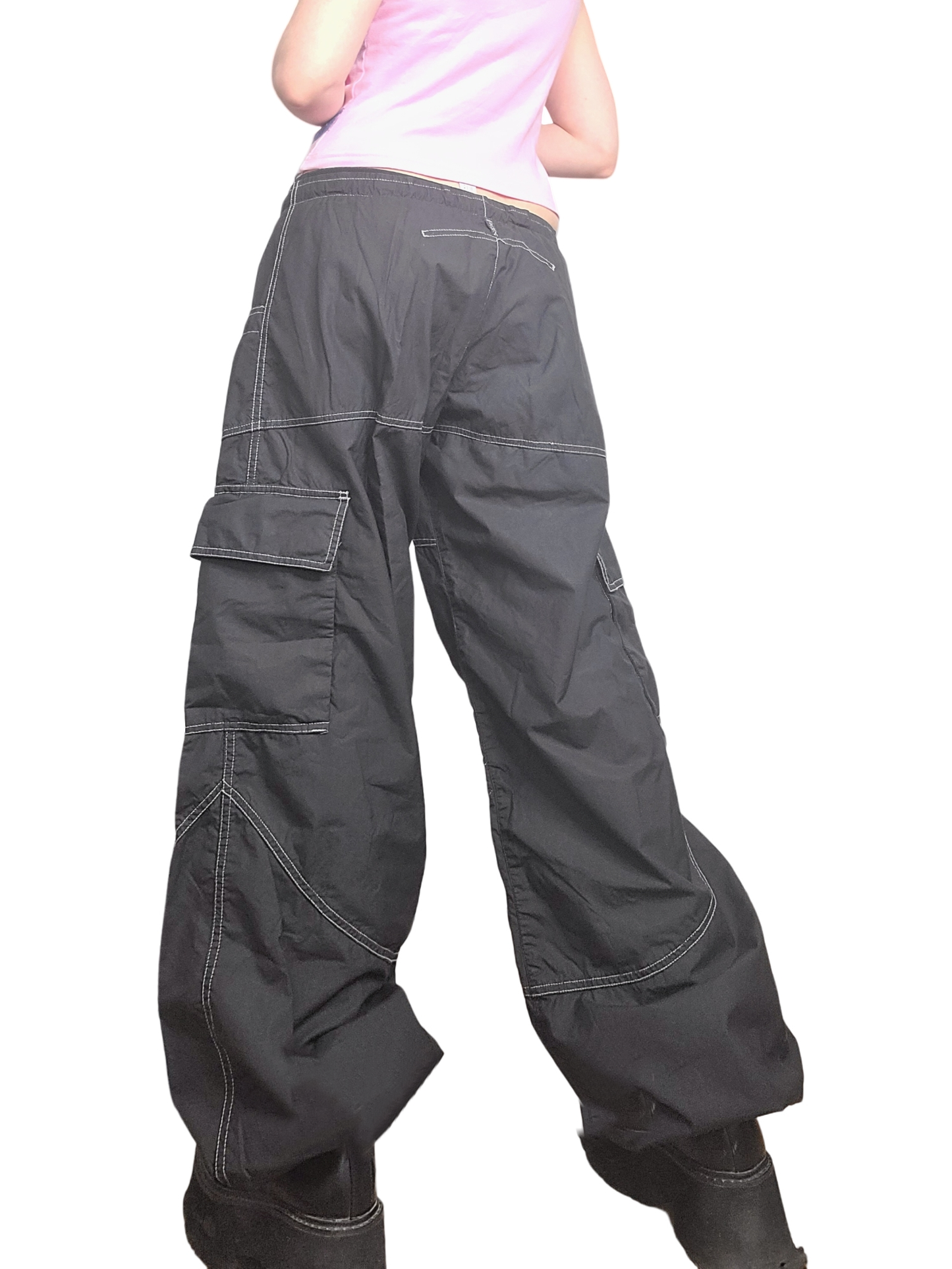 Black harajuku parachute cargo