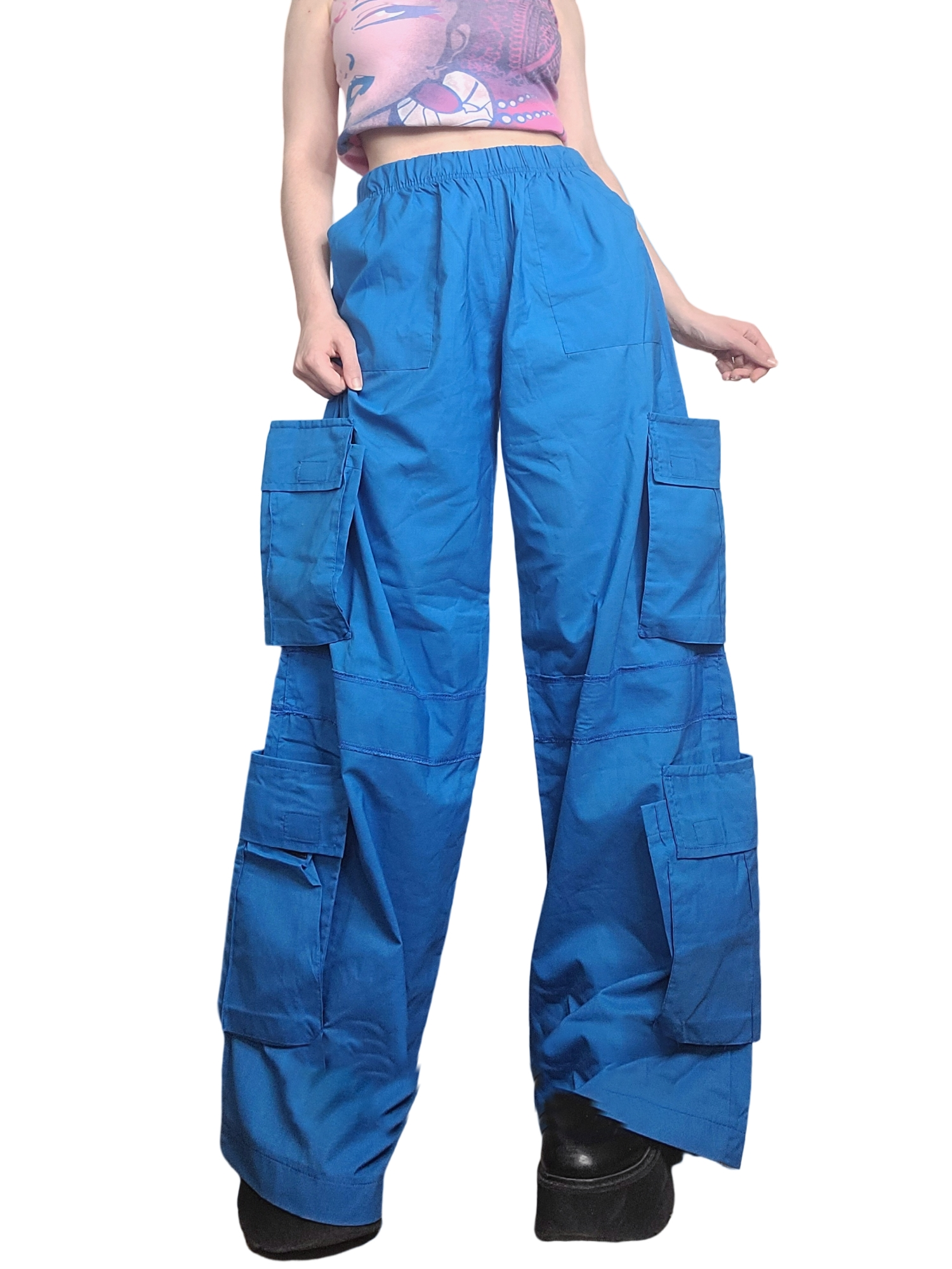 Gorpcore overpants cargo vintage 90s oversize sportwear bleu ouvrier multipoches parachute archive