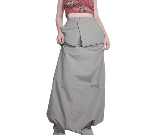 Gorpcore techwear long cargo skirt