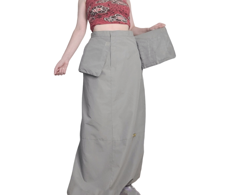 Gorpcore techwear long cargo skirt