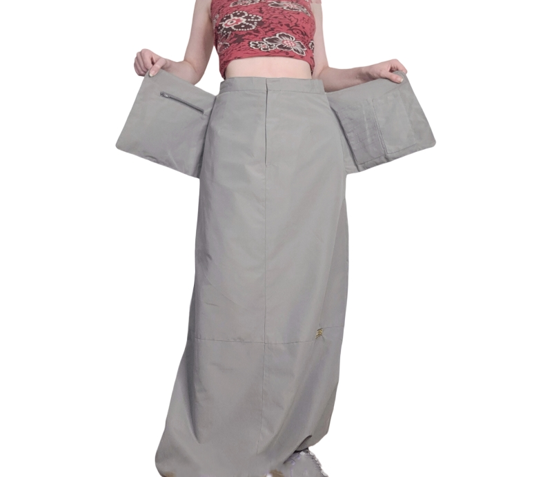 Gorpcore techwear long cargo skirt