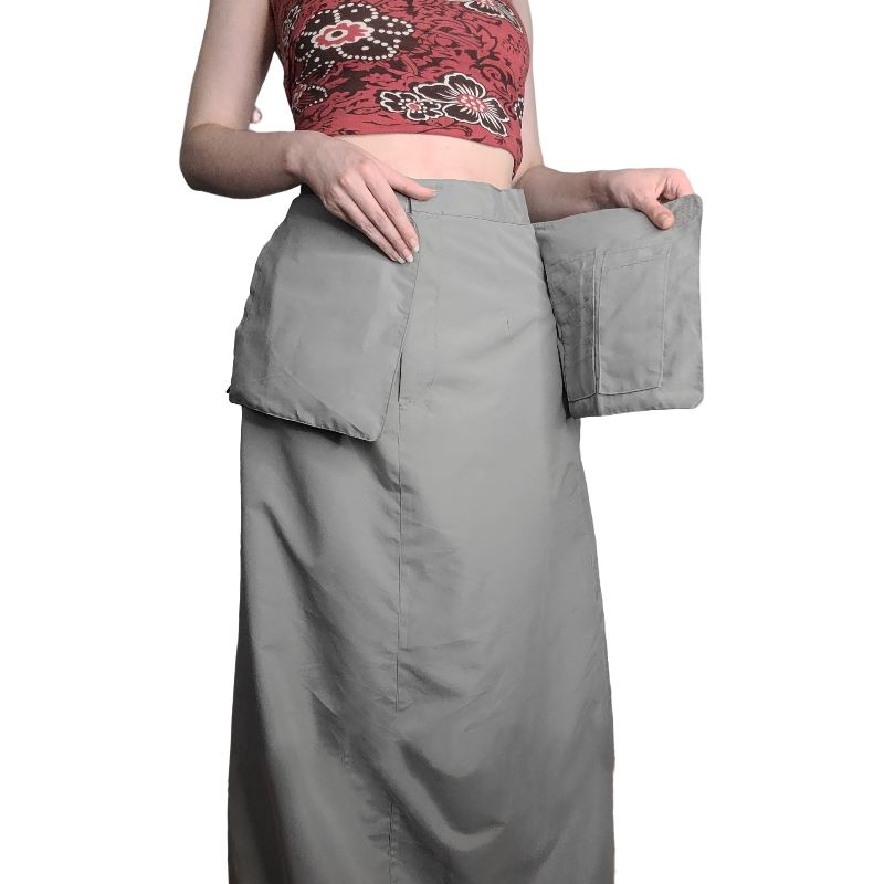 Gorpcore techwear long cargo skirt