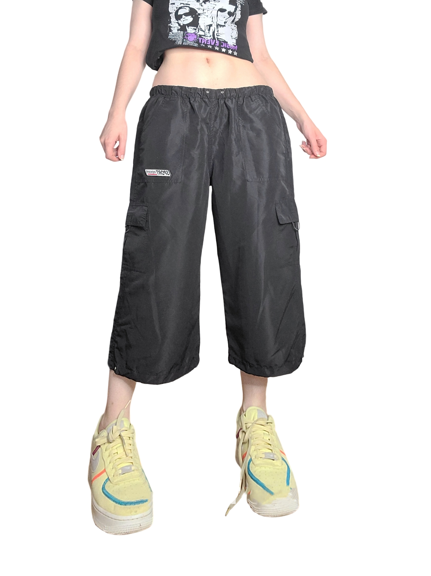 Gorpcore parachute cargo cropped pants