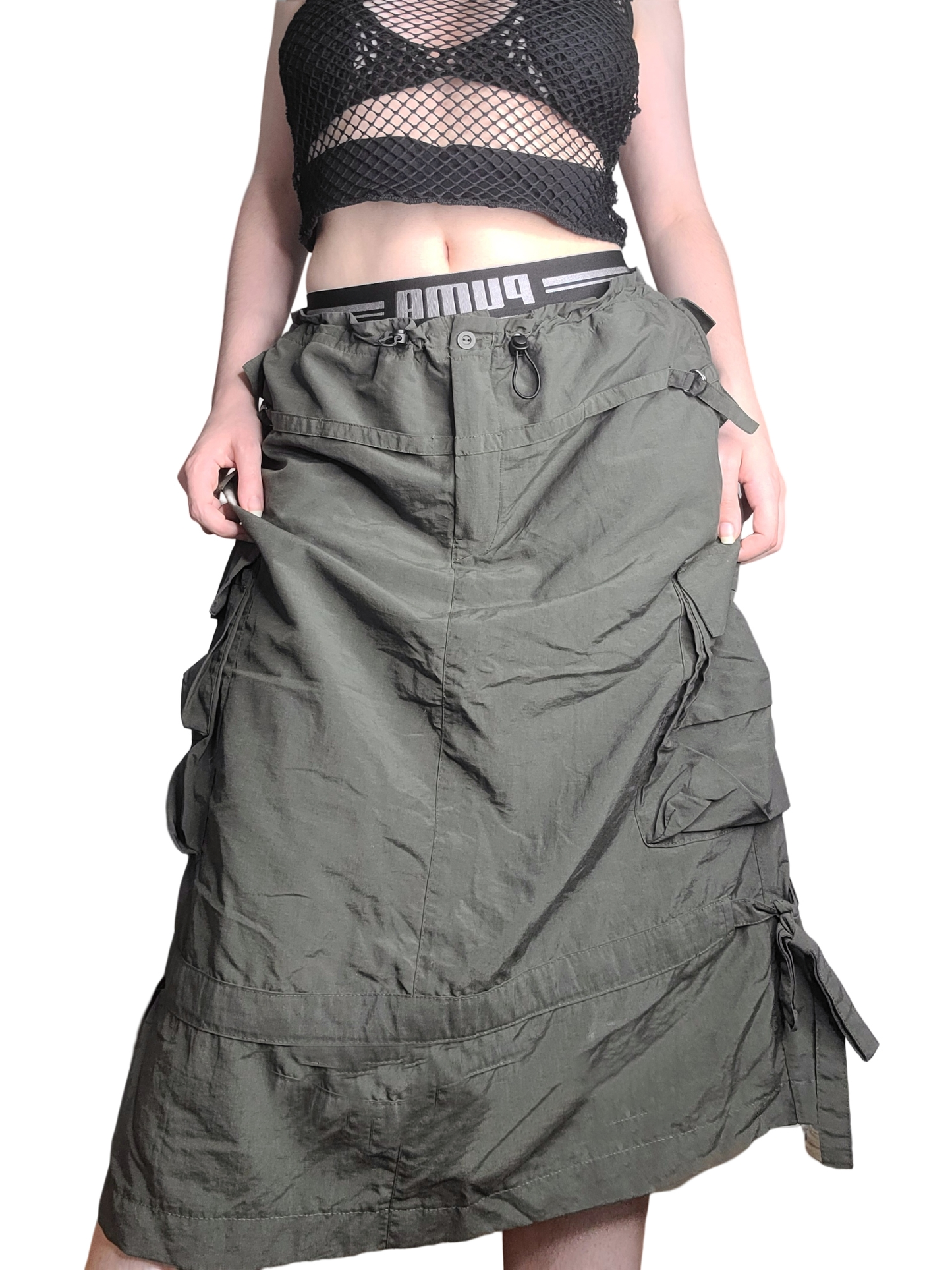 Jupe kaki cargo gorpcore