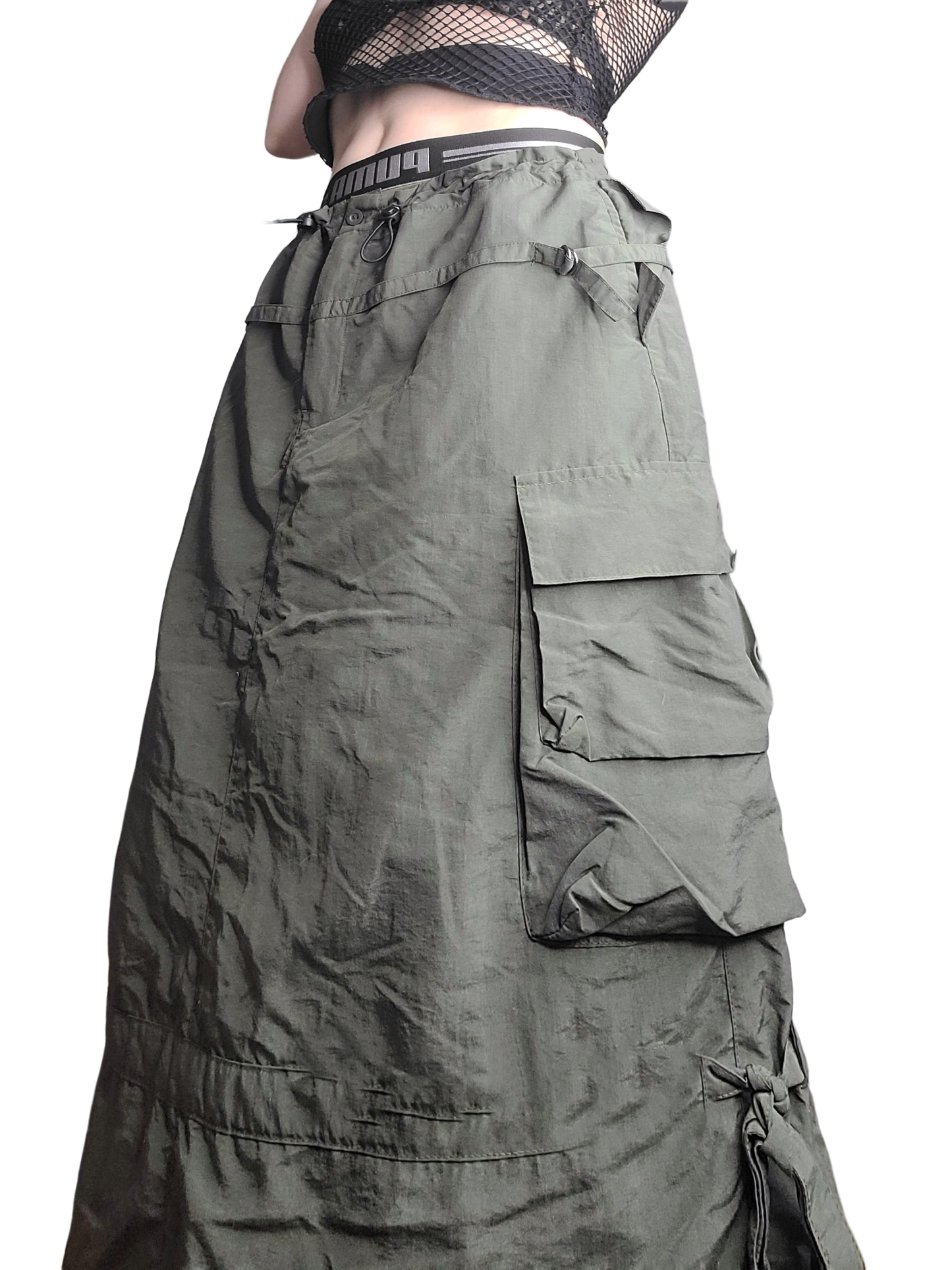 Jupe kaki cargo gorpcore