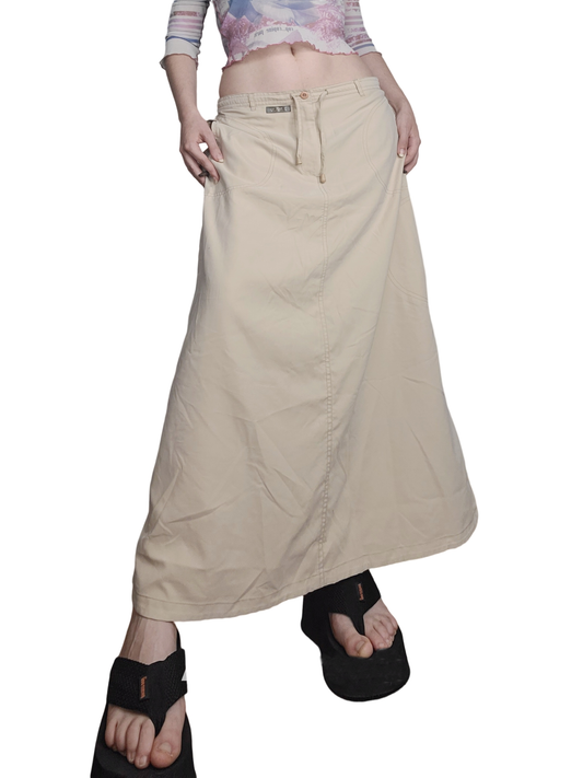 90s beige sportswear long skirt