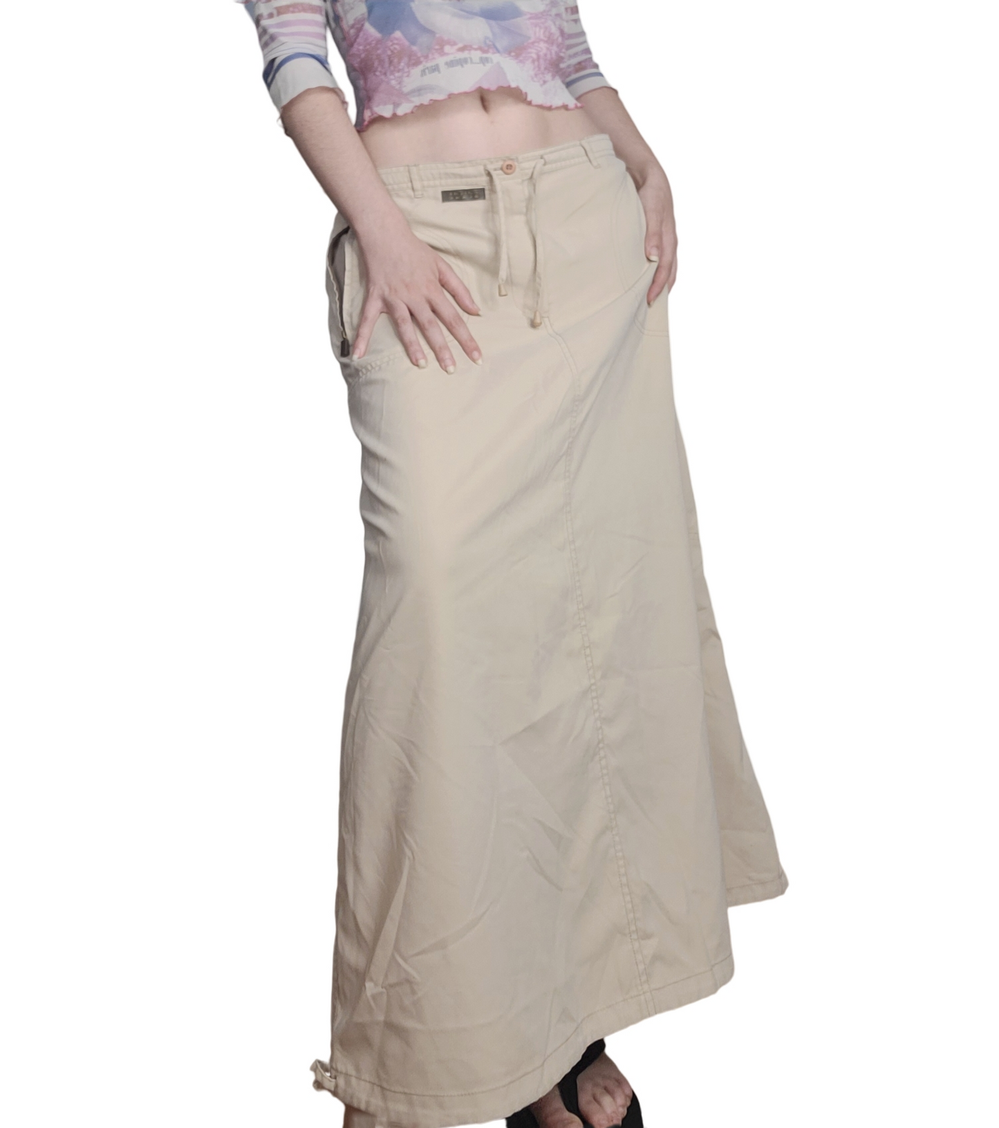 90s beige sportswear long skirt