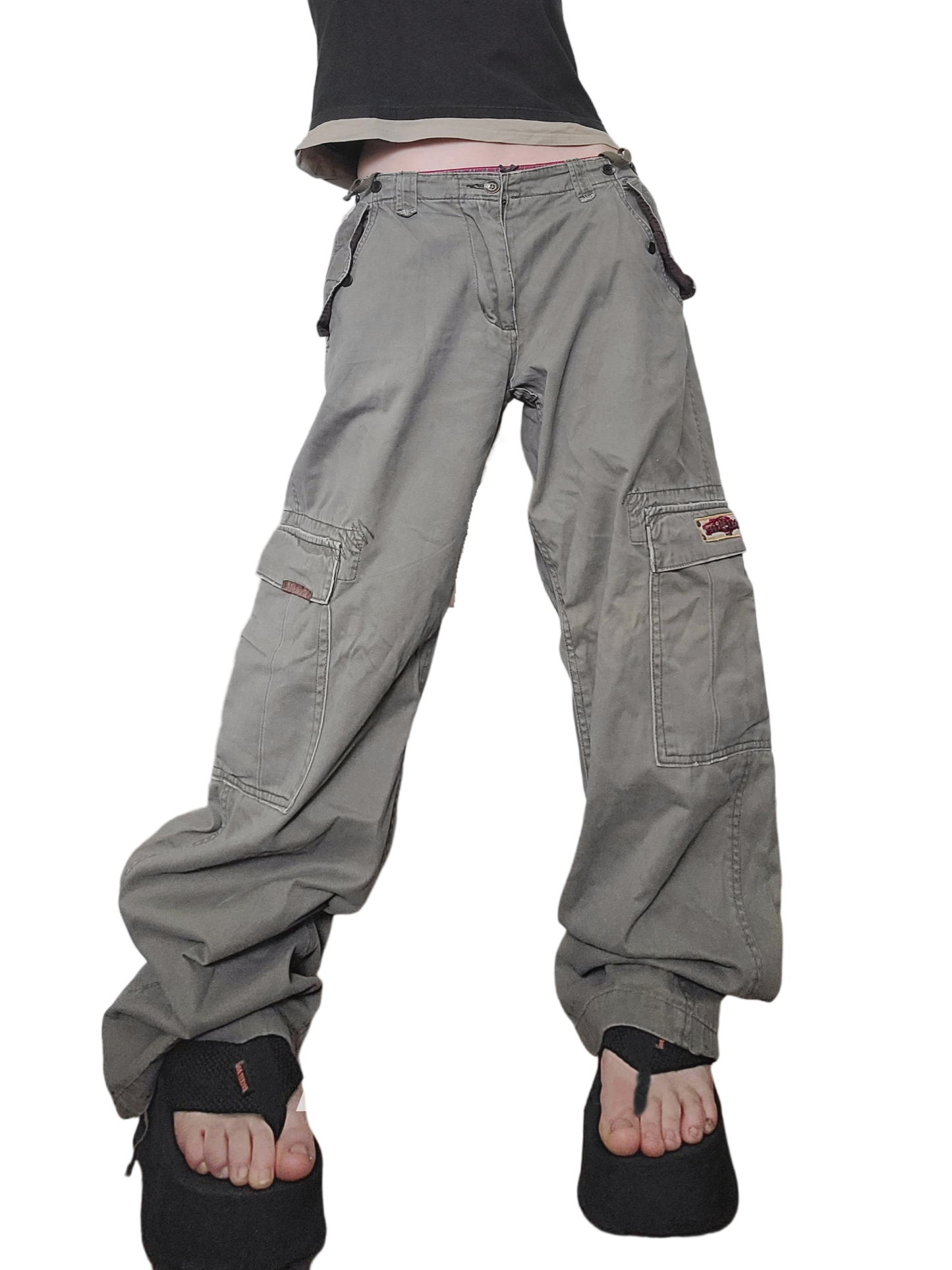 Baggy cargo 90s kaki skater grunge multipoches vintage
