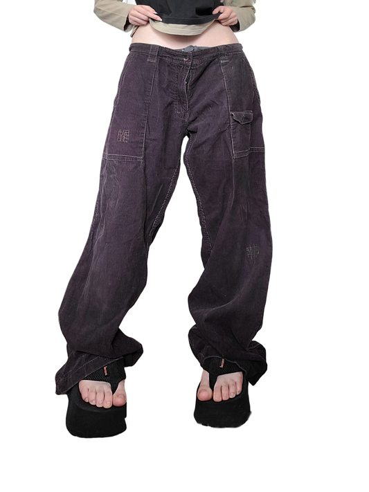 Baggy cargo vintage 90s grunge oversize skater velours cotele marron