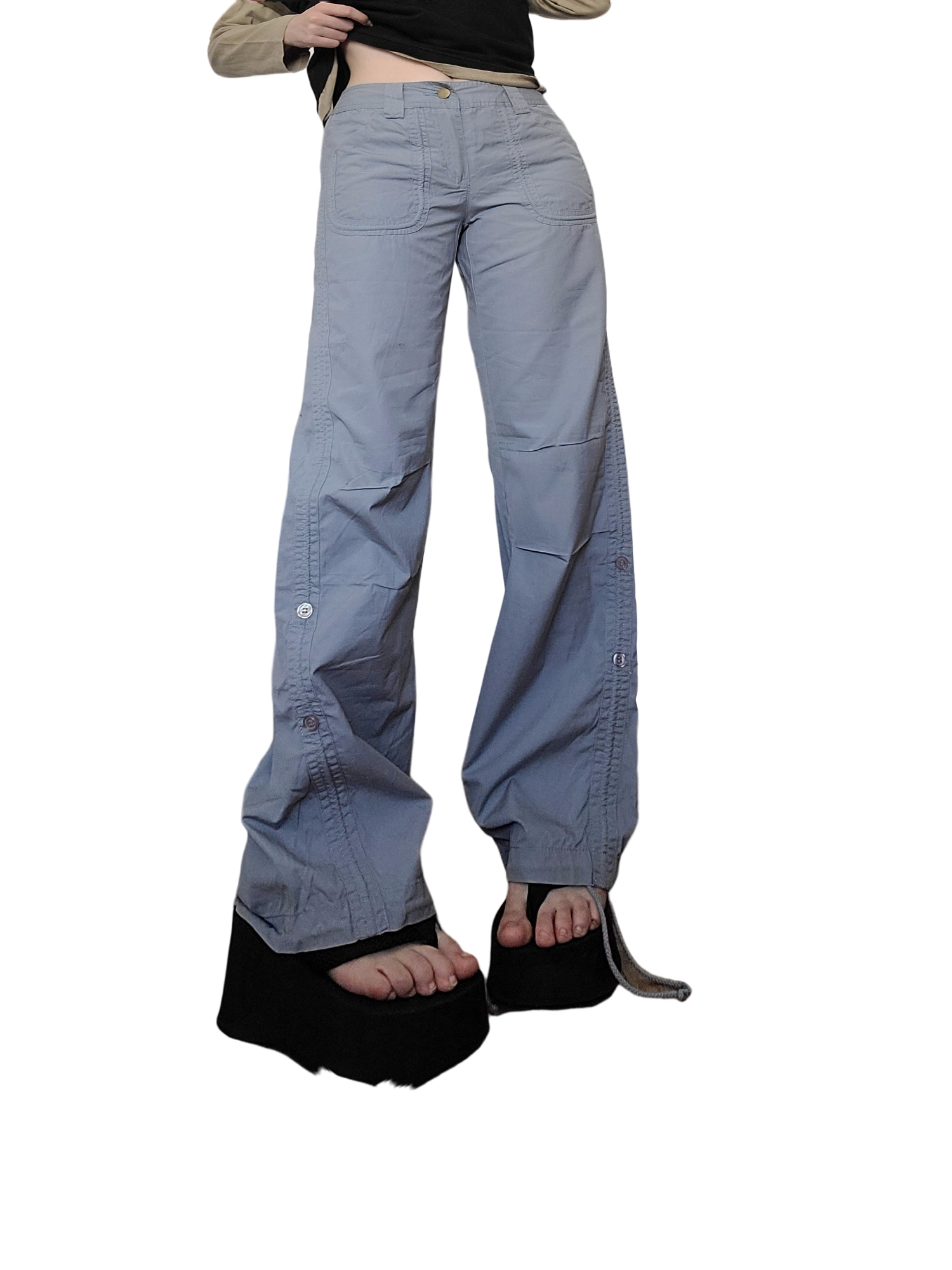 Cargo vintage 90s coton taille haute skater grunge froncé 